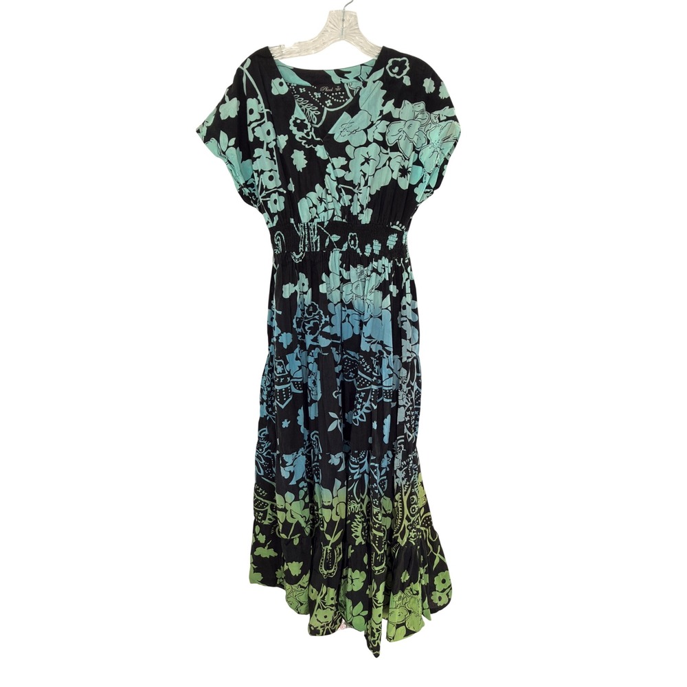 Phool Maxi Dress Blue‎ Floral Boho Bohemian Whimsy Smocked V-Neck Medium